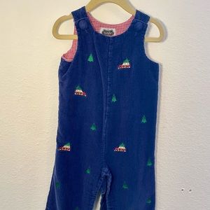 Mud Pie | Corduroy Holiday Romper | Vintage Car & Christmas Tree Design